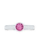 0.75 CT Solitaire Pink Tourmaline and Diamond Engagement Ring AAA - Rosec Jewels