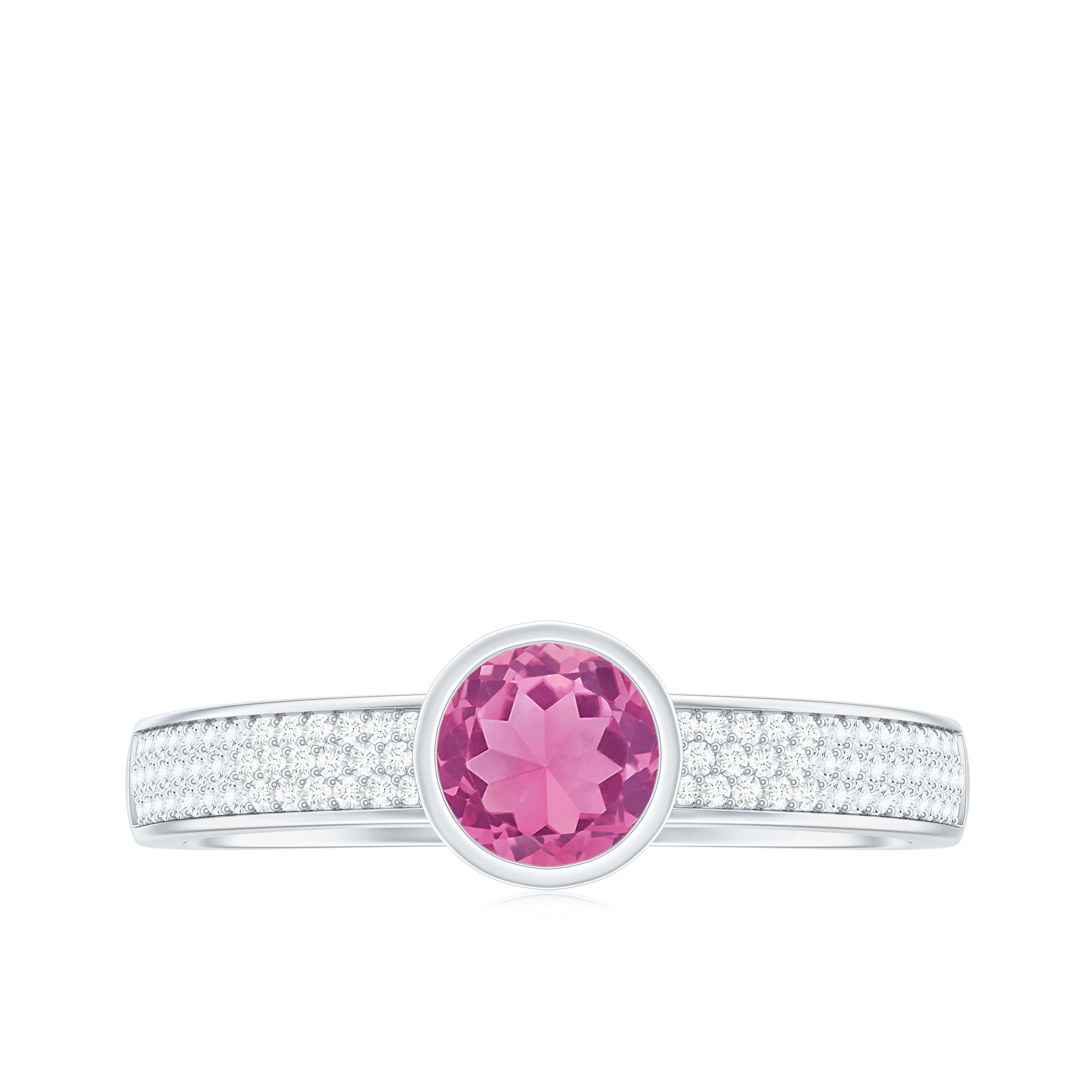 0.75 CT Solitaire Pink Tourmaline and Diamond Engagement Ring AAA - Rosec Jewels