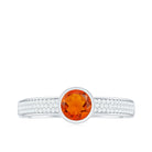 3/4 CT Round Shape Fire Opal Engagement Ring with Diamond AAA - Rosec Jewels
