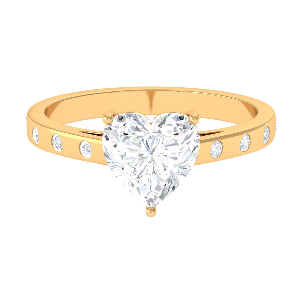 2.25 CT Heart Shape Moissanite Engagement Ring in Gold Moissanite - ( D-VS1 ) - Color and Clarity - Rosec Jewels