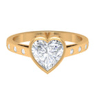Bezel Set Moissanite Heart Solitaire Engagement Ring in Gold Moissanite - ( D-VS1 ) - Color and Clarity - Rosec Jewels