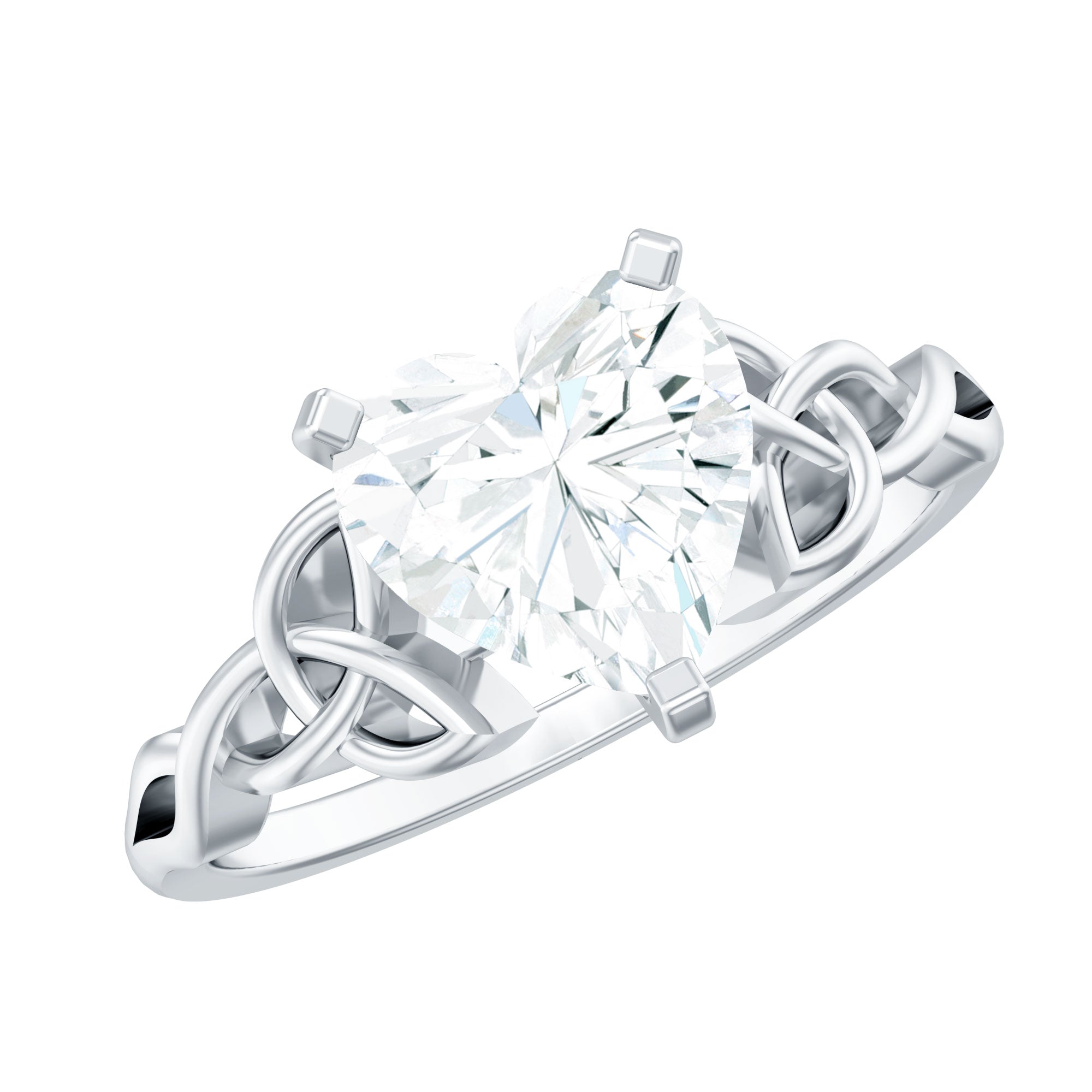 Rosec Jewels-2 CT Heart Shaped Moissanite Celtic Knot Engagement Ring