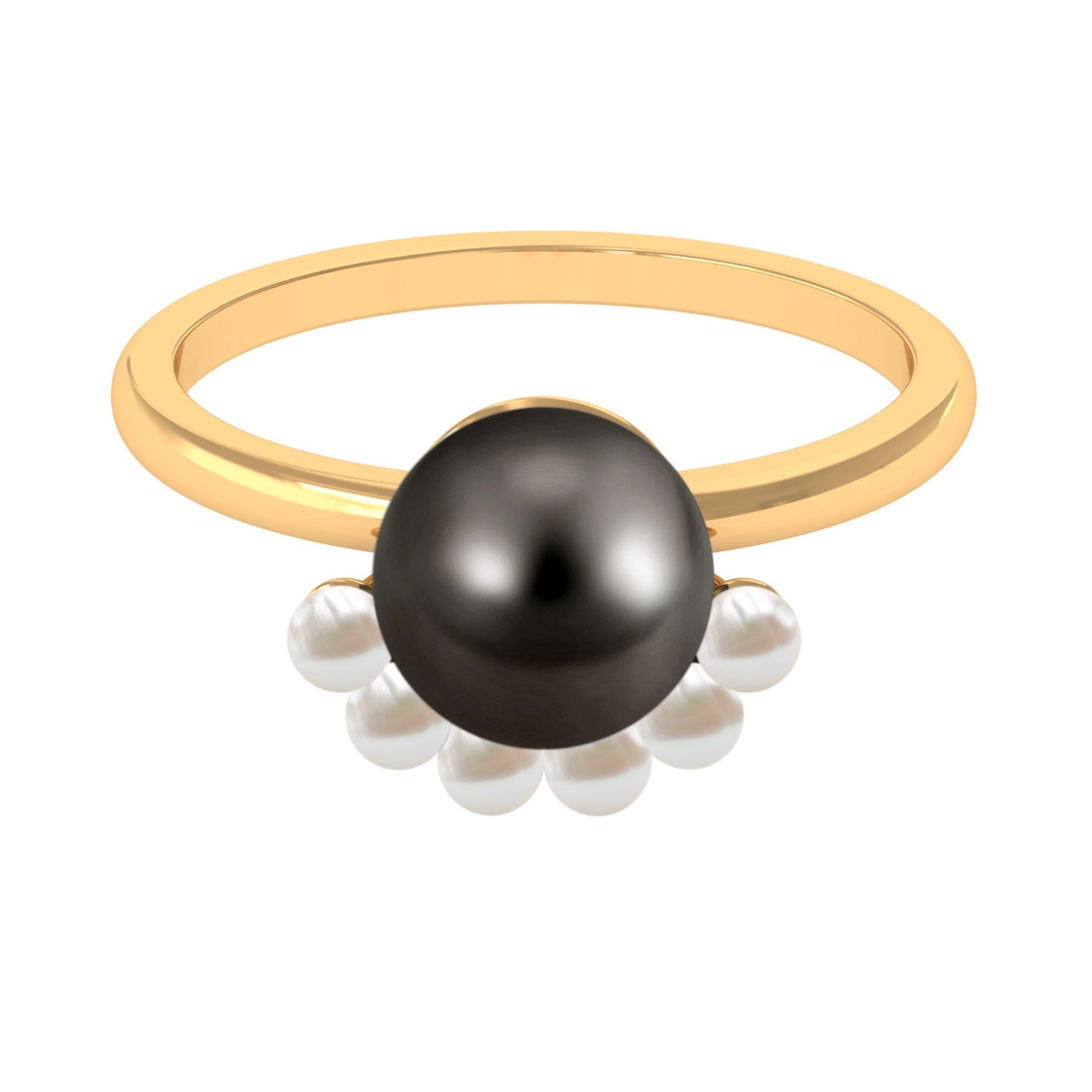 Rosec Jewels-Designer 8 Carat Black and White Pearl Half Halo Engagement Ring