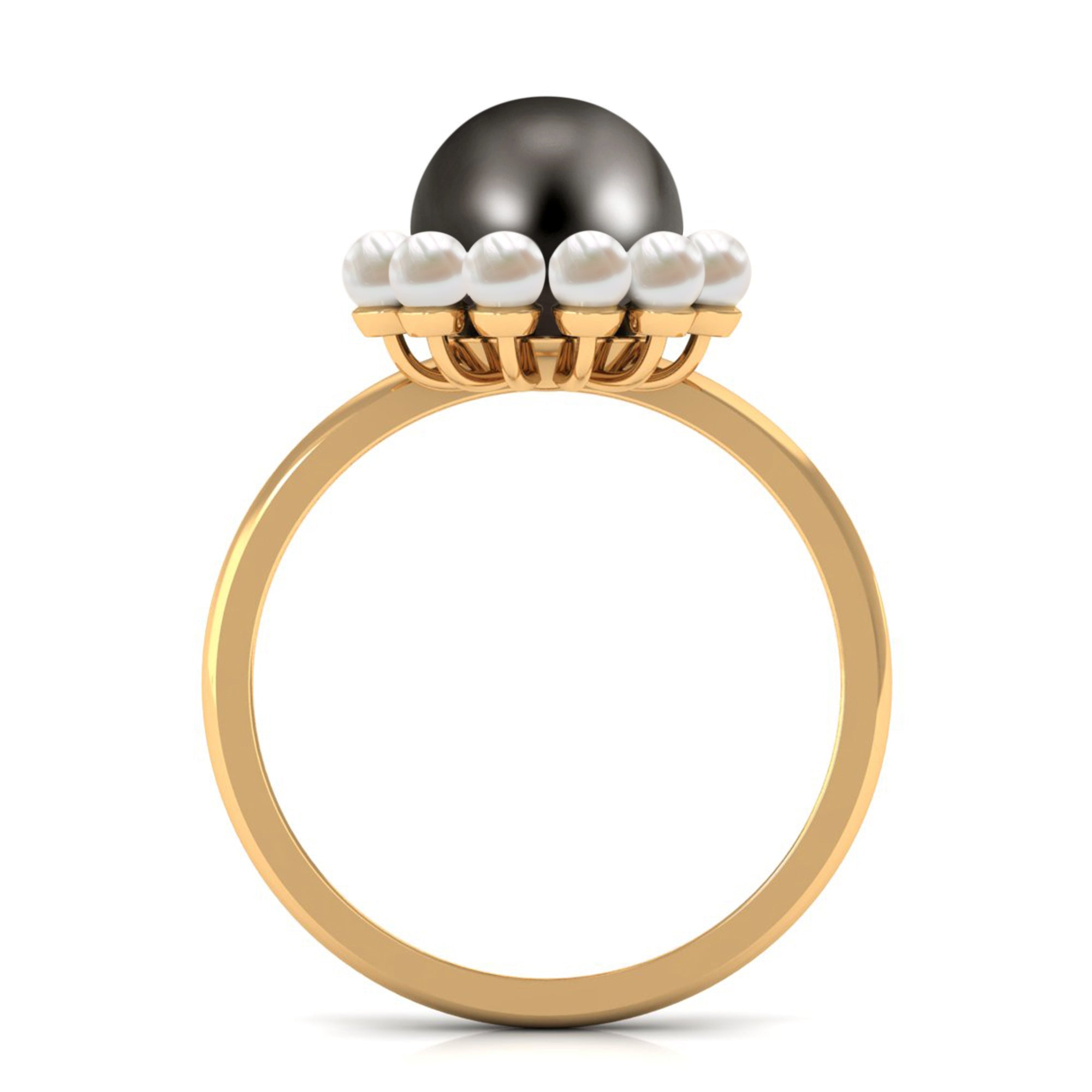Rosec Jewels-Designer 8 Carat Black and White Pearl Half Halo Engagement Ring