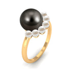 Rosec Jewels-Designer 8 Carat Black and White Pearl Half Halo Engagement Ring