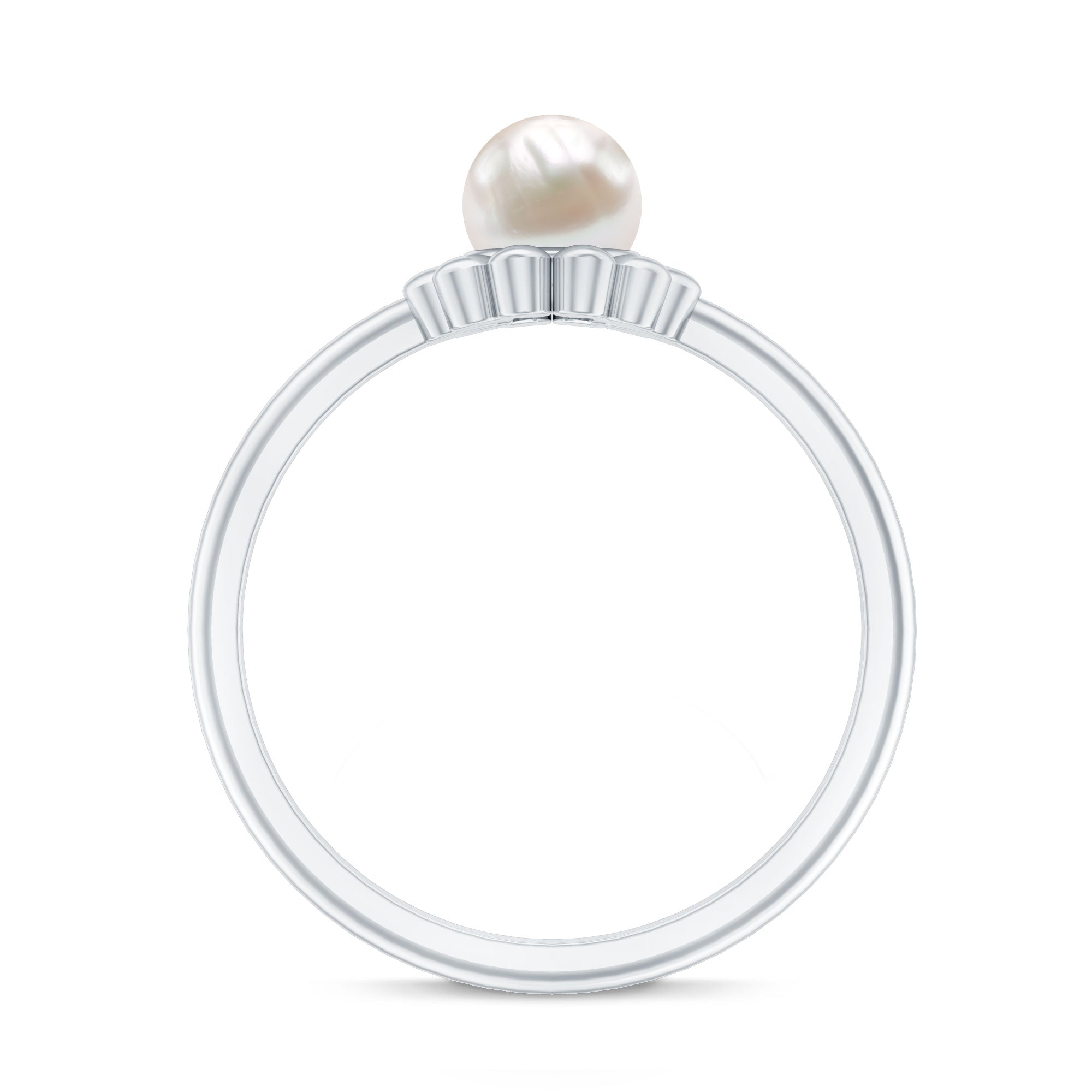 2 Carat Solitaire Freshwater Cultured Pearl Flower Ring AAA - Rosec Jewels