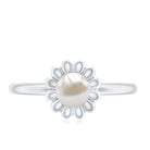 2 Carat Solitaire Freshwater Cultured Pearl Flower Ring AAA - Rosec Jewels