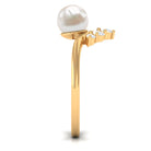 Cultured 2 Carat Freshwater Pearl Chevron Engagement Ring with Diamond AAA - Rosec Jewels
