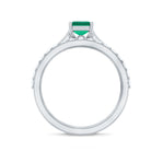 Certified 1.5 Carat Lab Grown Emerald Cut Emerald Engagement Ring with Ring Guard AAAA - Rosec Jewels