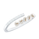Rosec Jewels-Cultured Freshwater Pearl Diamond Wrap Ring for Women