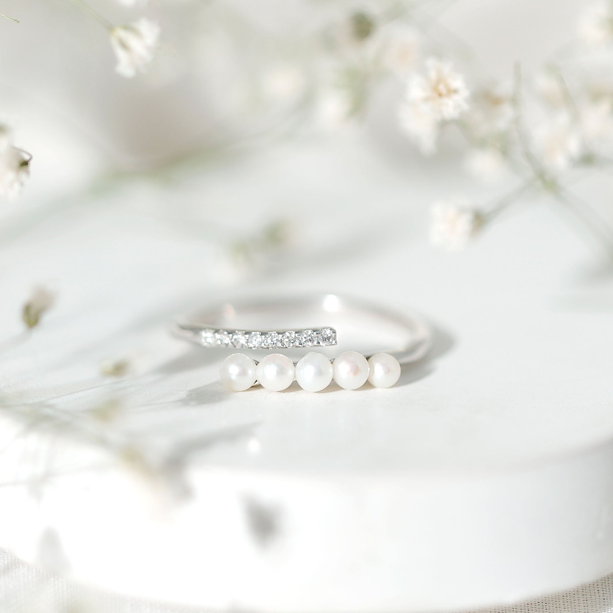 Rosec Jewels-Cultured Freshwater Pearl Diamond Wrap Ring for Women