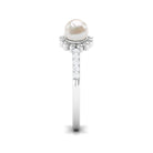Rosec Jewels-Natural 2 Carat Freshwater Pearl Diamond Flower Cuff Ring