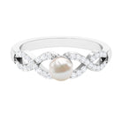2 Carat Freshwater Pearl Crossover Engagement Ring with Diamond AAA - Rosec Jewels