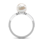 Rosec Jewels-Cultured 7.4 Carat Freshwater Pearl Solitaire Engagement Ring with Diamond