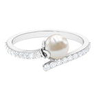 Rosec Jewels-Natural 2 Carat Freshwater Pearl Wrap Engagement Ring with Diamond