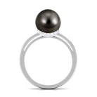 Tahitian Pearl Solitaire Engagement Ring with Diamond Surprise Halo AAA - Rosec Jewels