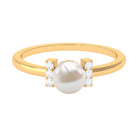 Cultured 2 Carat Freshwater Pearl Solitaire Engagement Ring with Diamond AAA - Rosec Jewels