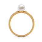 Cultured 2 Carat Freshwater Pearl Solitaire Engagement Ring with Diamond AAA - Rosec Jewels