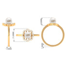 Cultured 2 Carat Freshwater Pearl Flower Engagement Ring with Diamond AAA - Rosec Jewels
