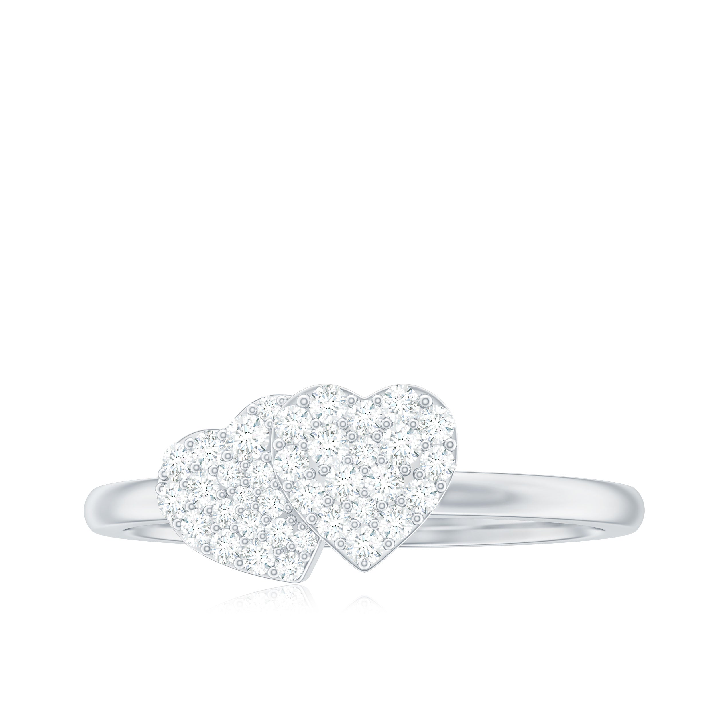 Rosec Jewels-Natural Diamond Double Heart Ring for Promise