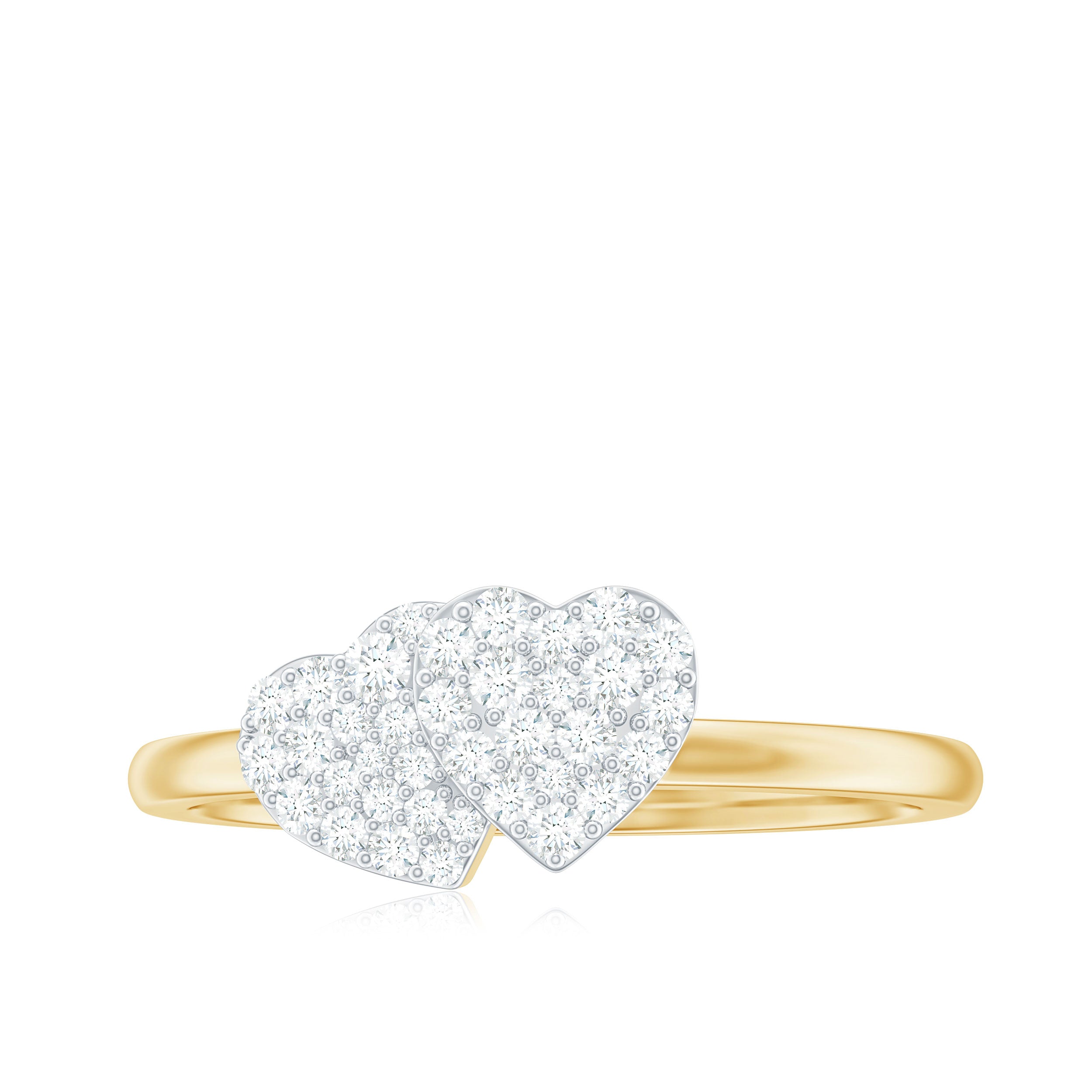 Rosec Jewels-Natural Diamond Double Heart Ring for Promise
