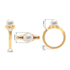 Split Shank Freshwater Pearl Engagement Ring with Diamond Halo AAA - Rosec Jewels