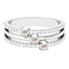 Rosec Jewels-Cultured Freshwater Pearl Wedding Band Ring with Diamond