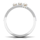Rosec Jewels-Cultured Freshwater Pearl Wedding Band Ring with Diamond