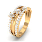 Rosec Jewels-Cultured Freshwater Pearl Wedding Band Ring with Diamond