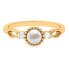 Rosec Jewels-Natural 2 Carat Freshwater Pearl Engagement Ring with Diamond