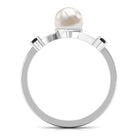 2 Carat Freshwater Pearl Bypass Engagement Ring with Black Diamond AAA - Rosec Jewels