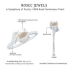 Cultured 3 Carat Freshwater Pearl Solitaire Engagement Ring with Diamond AAA - Rosec Jewels
