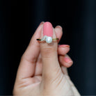 Cultured 3 Carat Freshwater Pearl Solitaire Engagement Ring with Diamond AAA - Rosec Jewels