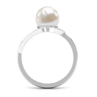 7.48 Carat Freshwater Pearl Engagement Ring with Diamond AAA - Rosec Jewels