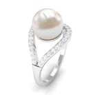 7.48 Carat Freshwater Pearl Engagement Ring with Diamond AAA - Rosec Jewels