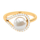 7.48 Carat Freshwater Pearl Engagement Ring with Diamond AAA - Rosec Jewels