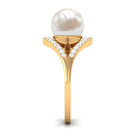 7.48 Carat Freshwater Pearl Engagement Ring with Diamond AAA - Rosec Jewels