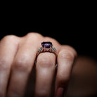 3 Carat Amethyst Asscher Cut Engagement Ring with Diamond Trio AAA - Rosec Jewels