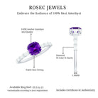 3 Carat Amethyst Asscher Cut Engagement Ring with Diamond AAA - Rosec Jewels