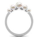 Rosec Jewels-Natural Freshwater Pearl 5 Stone Anniversary Ring with Diamond