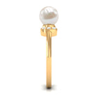 Natural 2 Carat Freshwater Pearl Diamond Engagement Ring with Bow AAA - Rosec Jewels