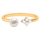 Cultured 2 Carat Freshwater Pearl Promise Ring with Diamond AAA - Rosec Jewels