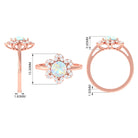 Natural Ethiopian Opal and Diamond Flower Halo Ring Ethiopian Opal - ( AAA ) - Quality - Rosec Jewels