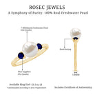 Rosec Jewels-Cultured Freshwater Pearl Engagement Ring with Blue Sapphire