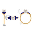 Rosec Jewels-Natural 7.4 Carat Freshwater Pearl Engagement Ring with Blue Sapphire Trio