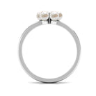 Rosec Jewels-Cultured Freshwater Pearl Flower Promise Ring with Lab Diamond
