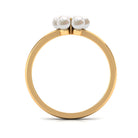 Rosec Jewels-Cultured Freshwater Pearl Flower Promise Ring with Lab Diamond