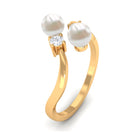 Freshwater Pearl and Diamond Wrap Ring Freshwater Pearl - ( AAA ) - Quality - Rosec Jewels