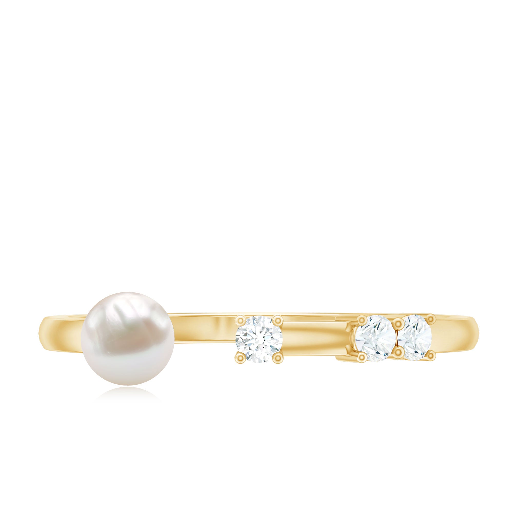 Rosec Jewels-Natural 2 Carat Freshwater Pearl Promise Ring with Diamond