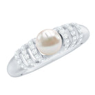 2 Carat Freshwater Pearl Diamond Engagement Ring for Women AAA - Rosec Jewels